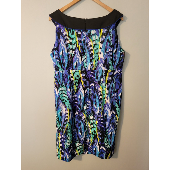 Y2K Dressbarn Women's Sleeveless Multi-Colored Black Collared Dress Size 16 - Picture 4 of 7